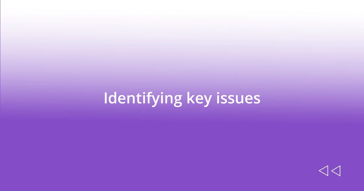 Identifying key issues