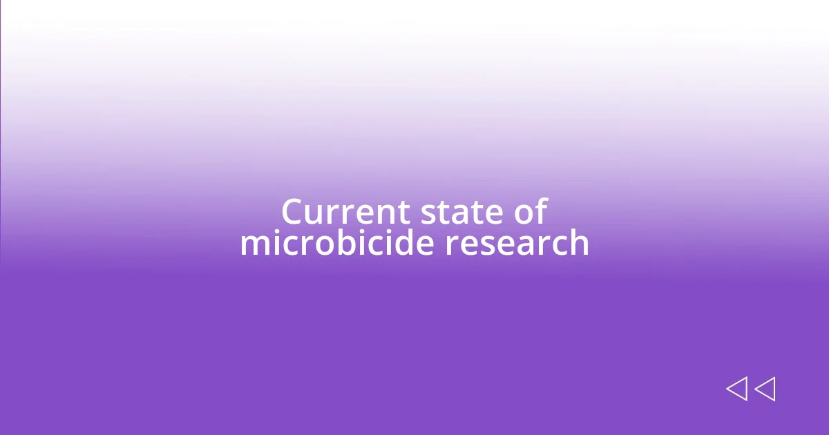 Current state of microbicide research