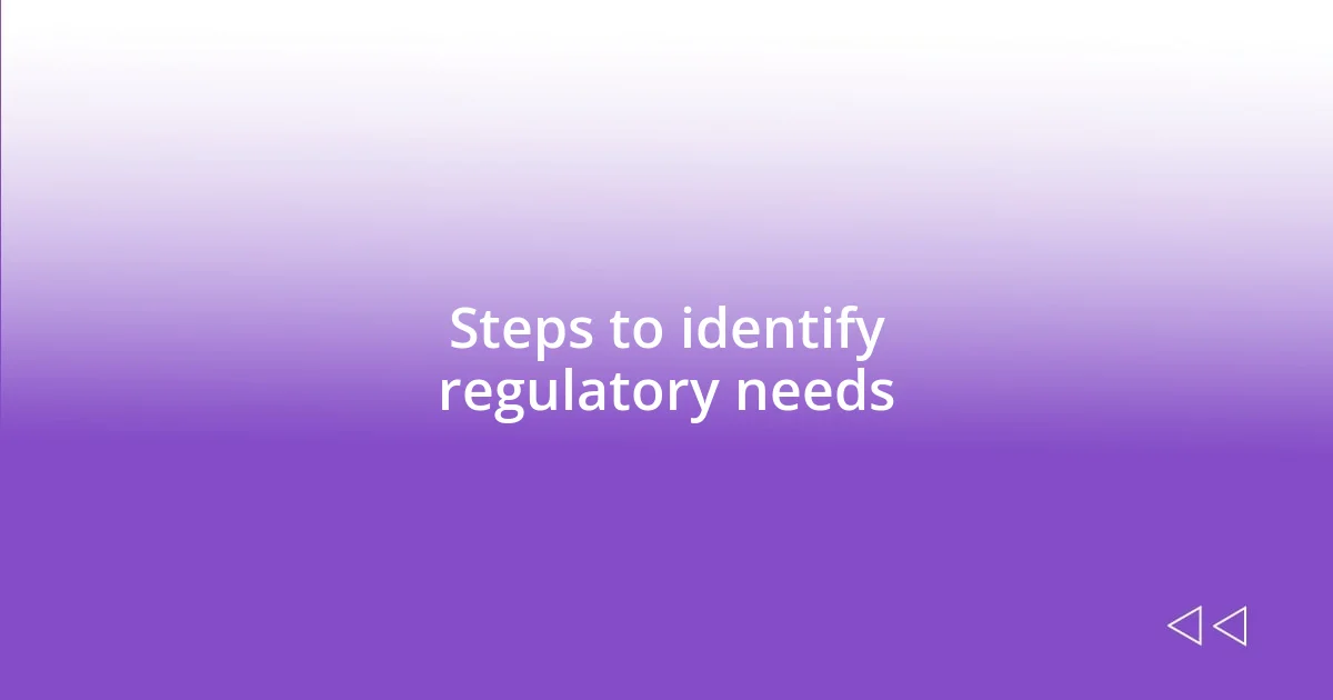 Steps to identify regulatory needs