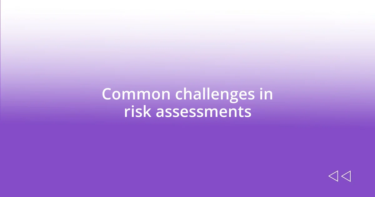 Common challenges in risk assessments